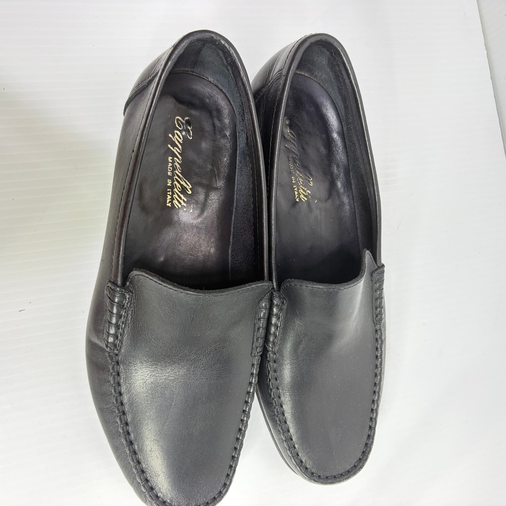 Cappelletti Mens Black Leather Whipstitch Loafers Slip On Shoes 43 US 10 Italy - Picture 5 of 11